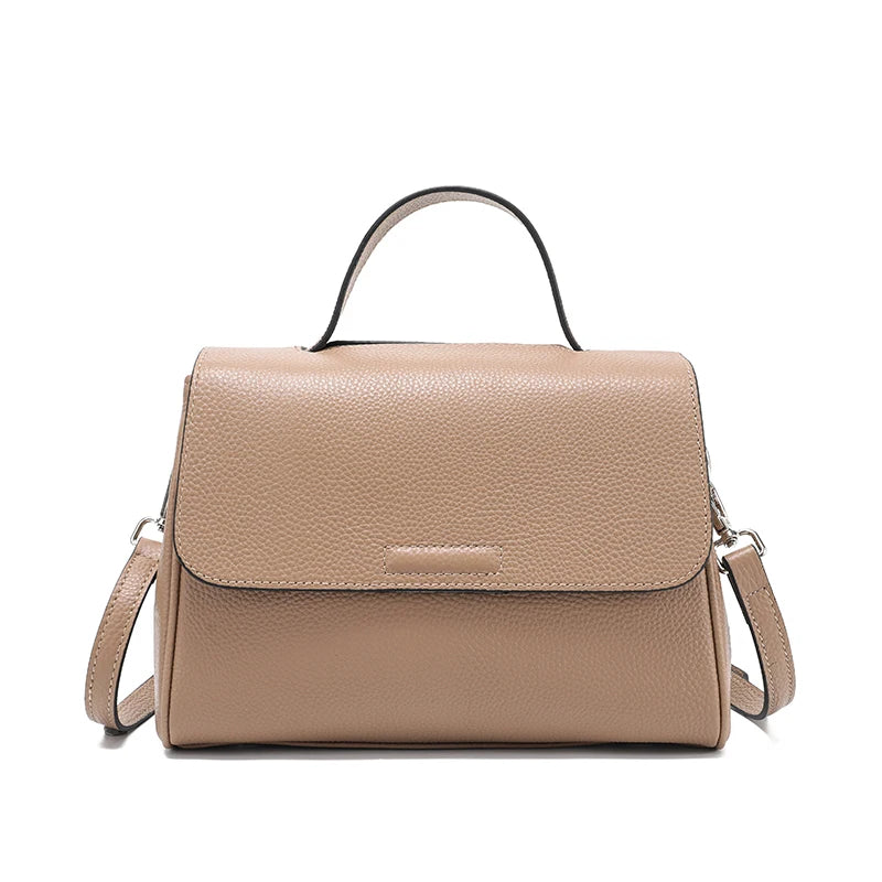 Taupe Pebbled Top Handle Satchel