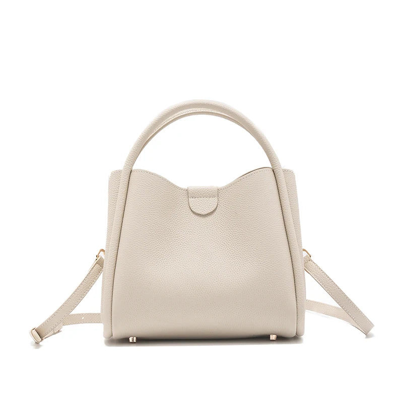 Ivory Leather Top Handle Bag