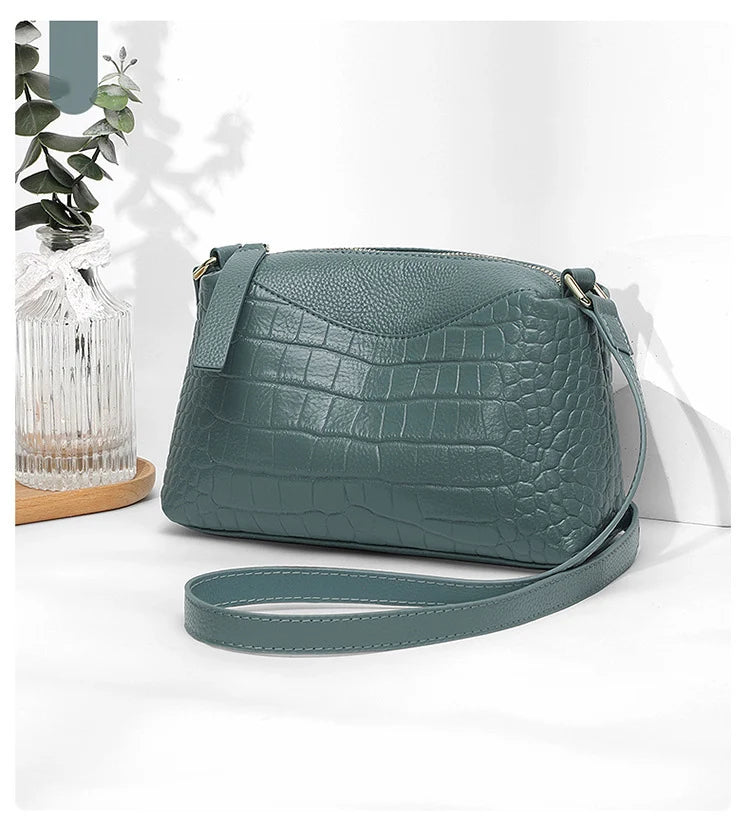 Croc Embossed Leather Crossbody Bag