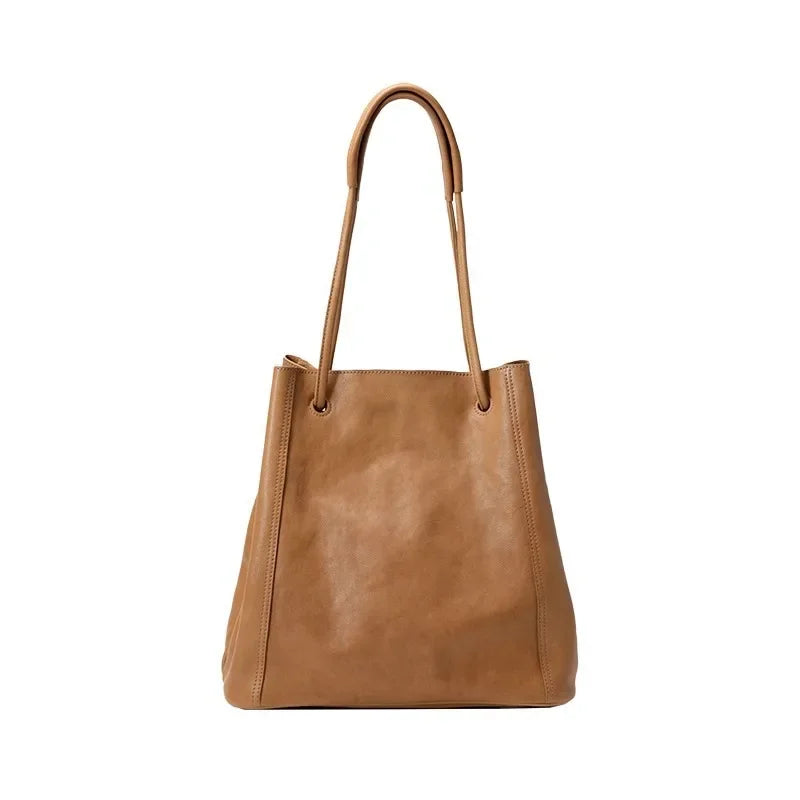 Cognac Leather Shoulder Tote