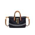 Navy Canvas Leather-Trim Crossbody Tote