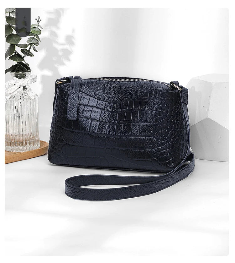 Croc Embossed Leather Crossbody Bag
