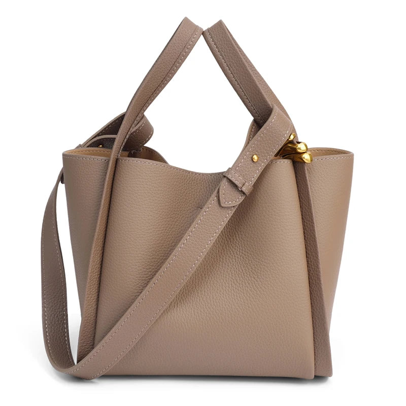 Sky Blue Pebbled Leather Bucket Tote