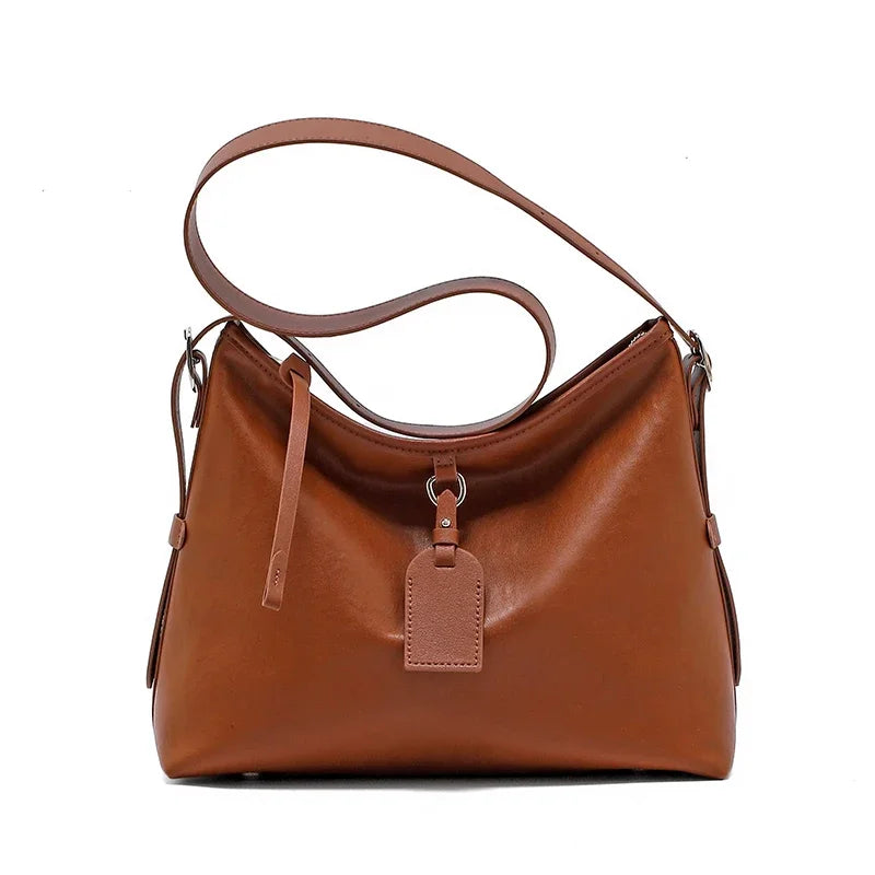 Black Leather Hobo Shoulder Bag