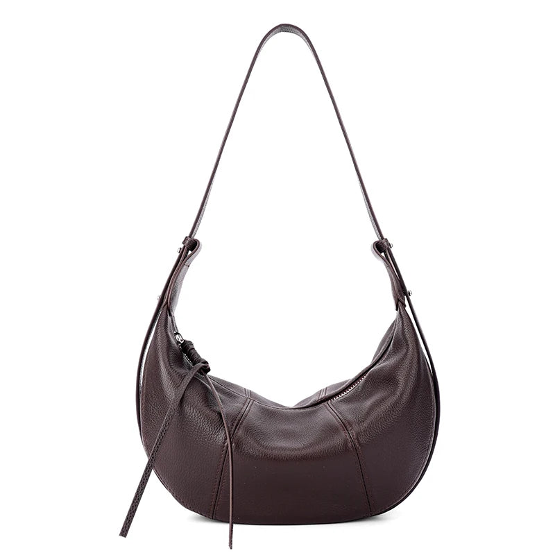 Burgundy Soft Leather Half Moon Shoulder Bag