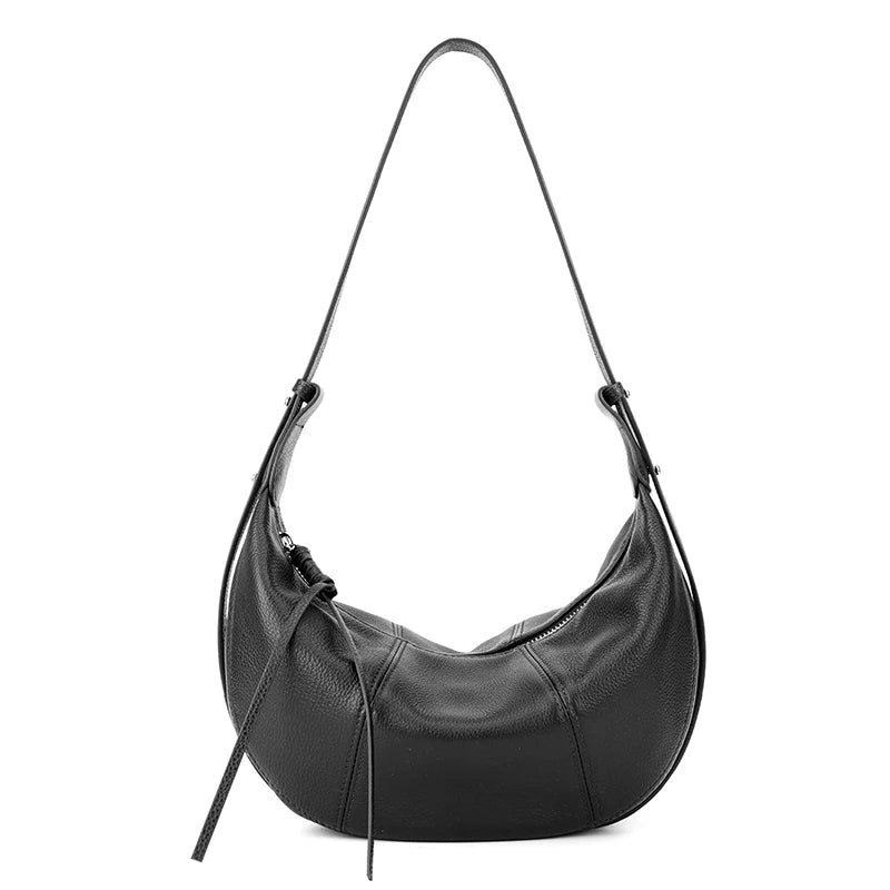 Burgundy Soft Leather Half Moon Shoulder Bag