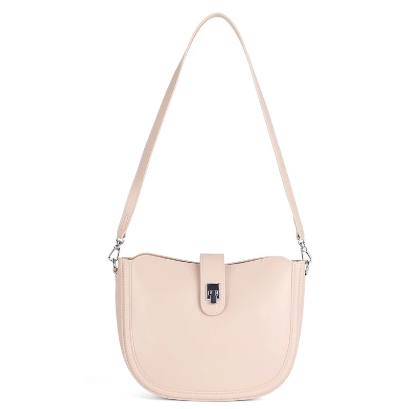 Brown Crescent Leather Shoulder Bag