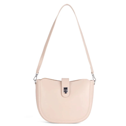 Brown Crescent Leather Shoulder Bag