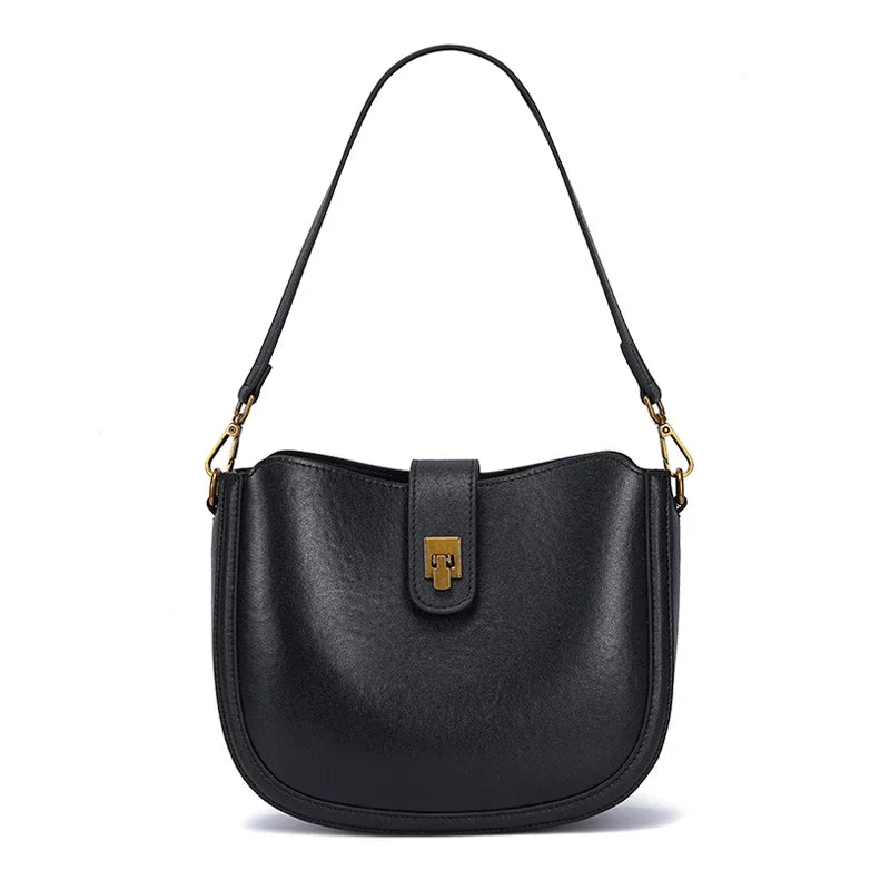 Olive Leather Saddle Shoulder Bag