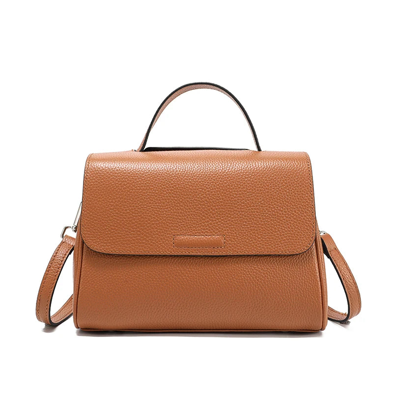 Taupe Pebbled Top Handle Satchel