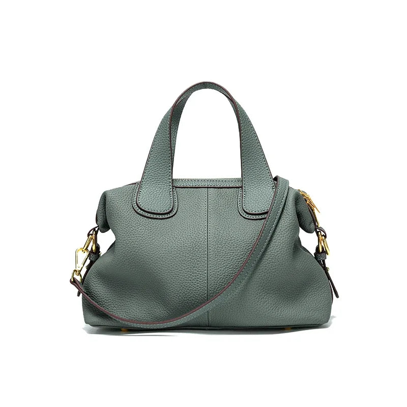 Sage Pebbled Leather Crossbody Satchel