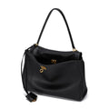 Black Leather Pocket Shoulder Tote