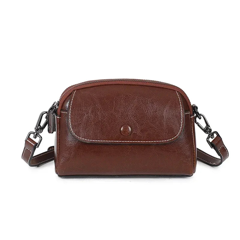 Brown Leather Phone Crossbody Bag