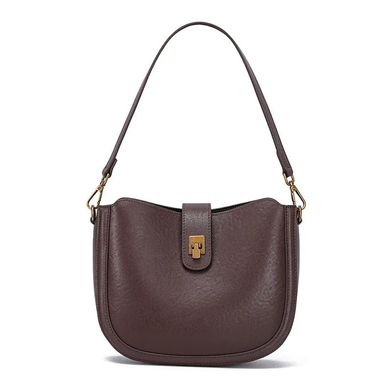 Olive Leather Saddle Shoulder Bag