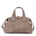 Taupe Leather Dome Crossbody Bag