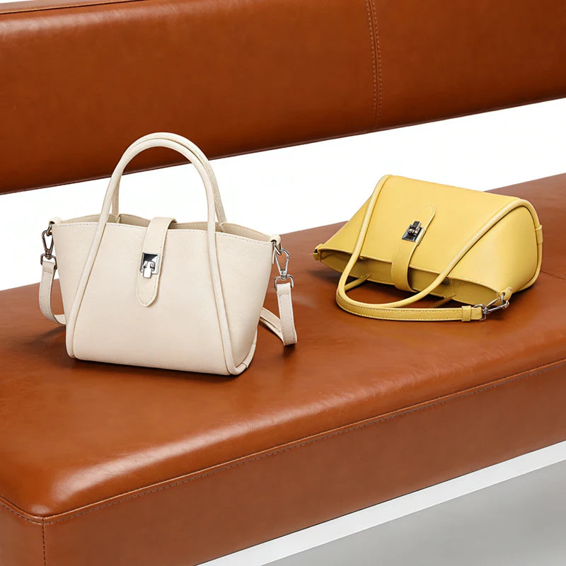 Butter Yellow Leather Bucket Bag