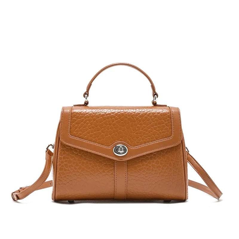 Pebbled Leather Top Handle Satchel Bag