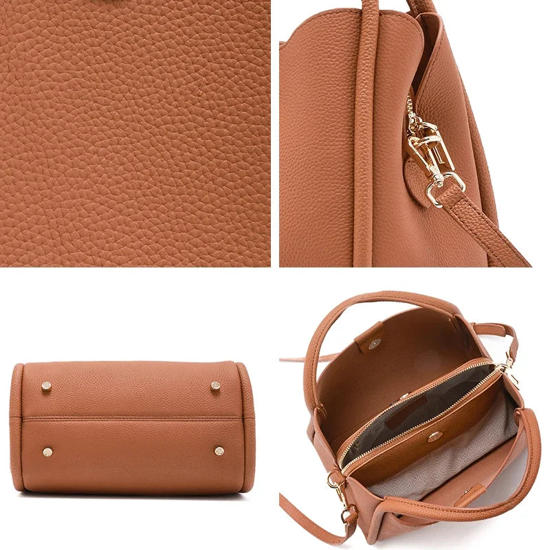 Ivory Leather Top Handle Bag