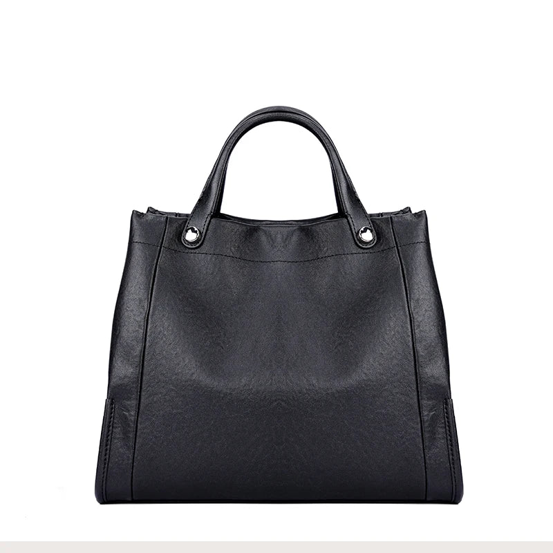 Brown Leather Top Handle Tote