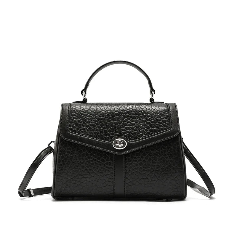 Pebbled Leather Top Handle Satchel Bag