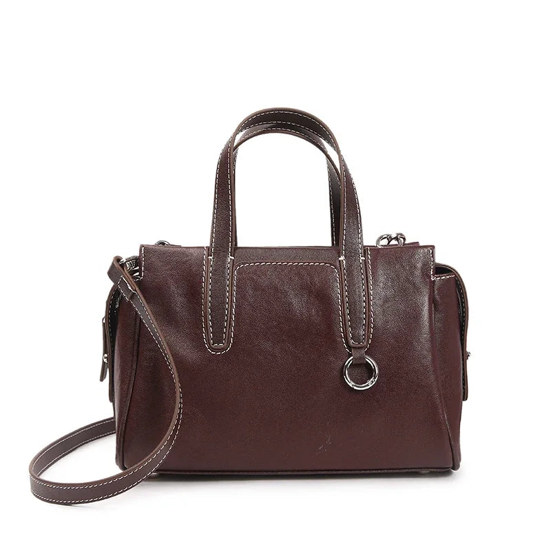 Vintage Leather Top-Handle Crossbody Bag