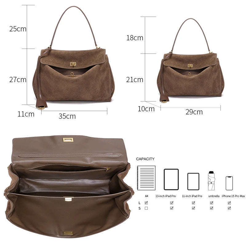 Suede Flap Shoulder Tote