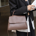 Tan Leather Flap Top Handle Bag