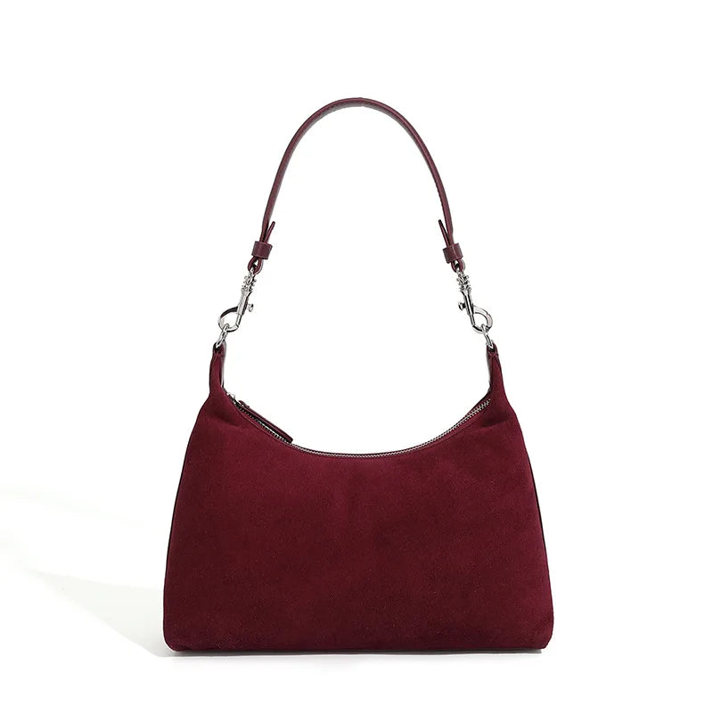 Burgundy Suede Shoulder Bag