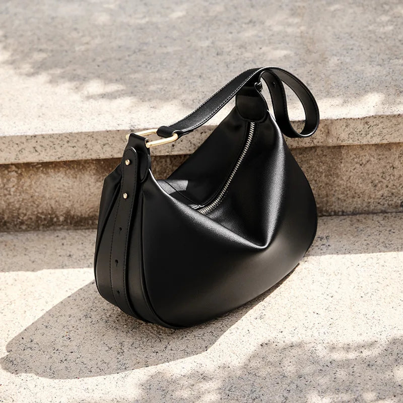 Ivory Dumpling Leather Shoulder Bag