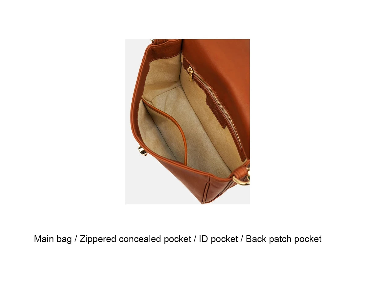Round Lock Flap Shoulder Bag