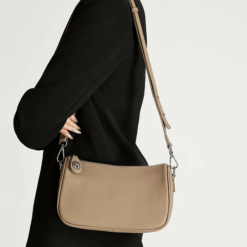 Black Pebbled Leather Baguette Bag