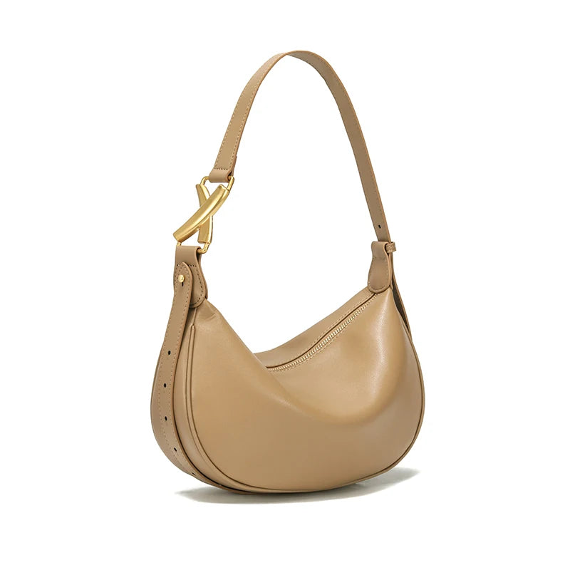 Black Crescent Leather Hobo Bag