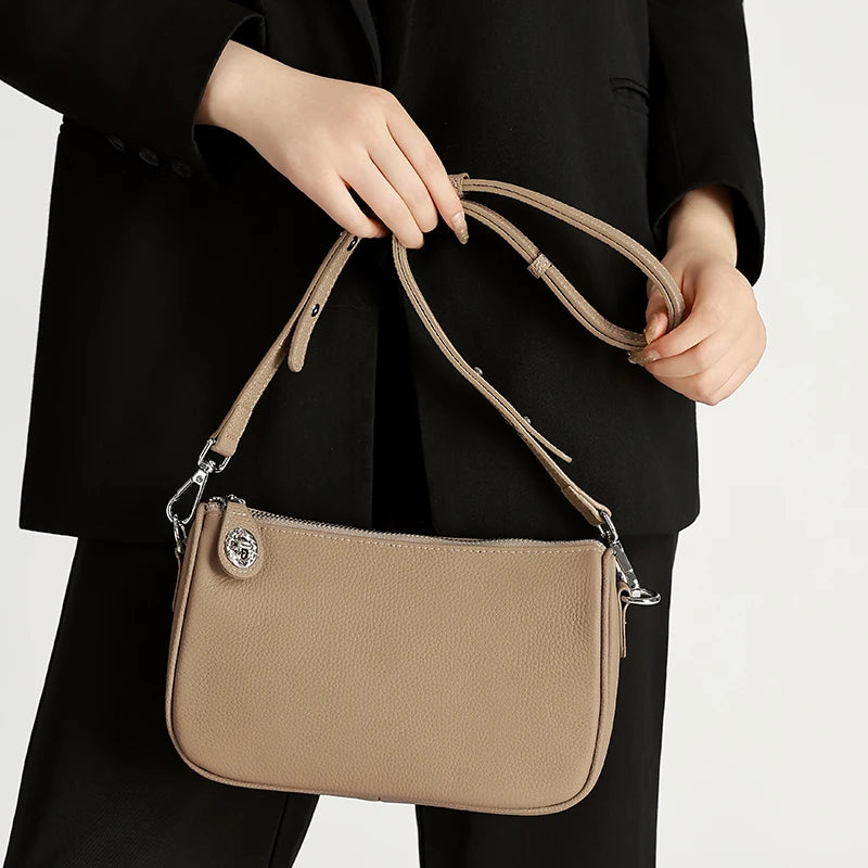 Black Pebbled Leather Baguette Bag