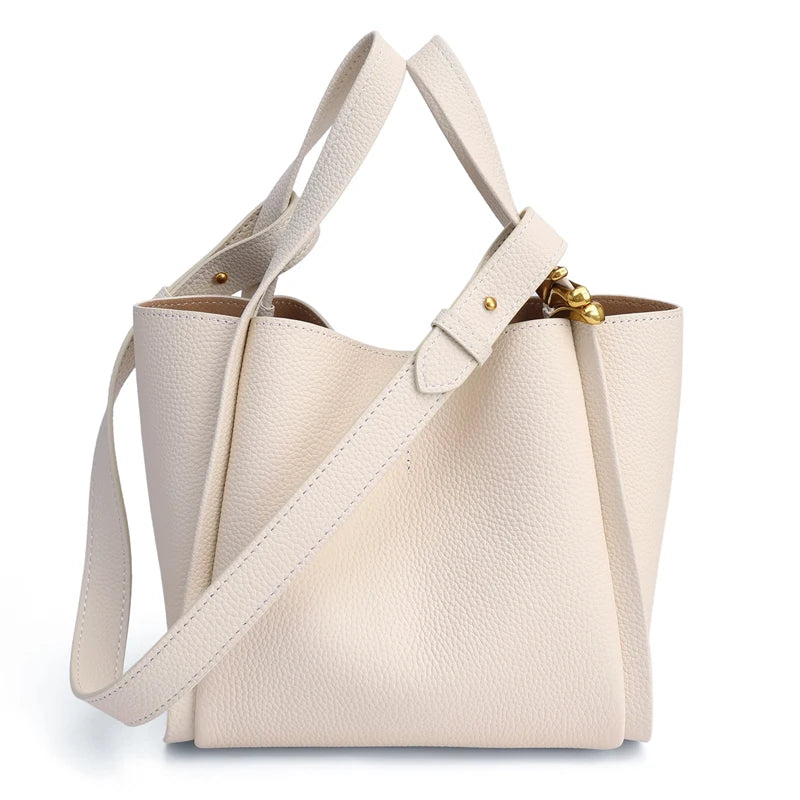 Sky Blue Pebbled Leather Bucket Tote
