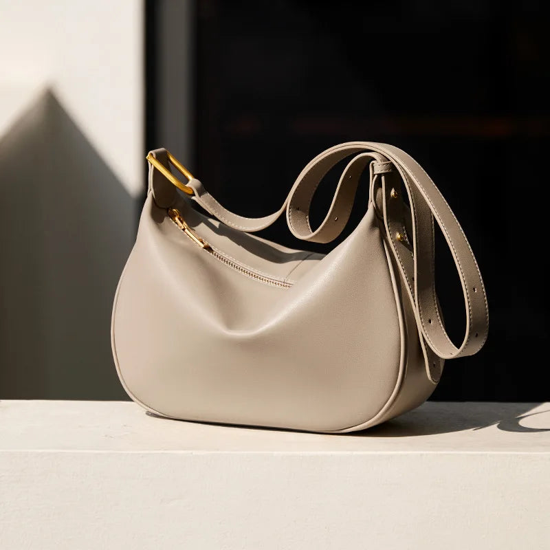 Ivory Dumpling Leather Shoulder Bag