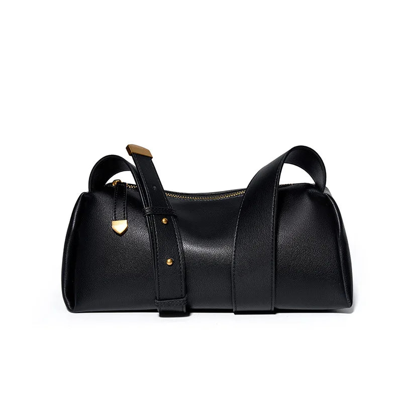 Sage Leather Barrel Shoulder Bag