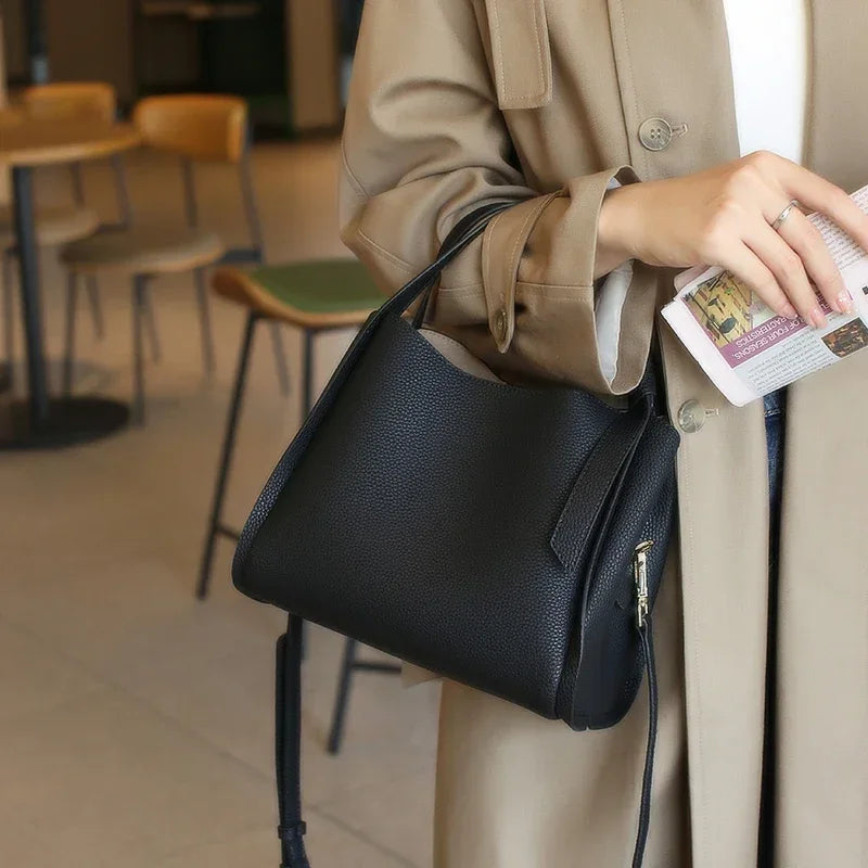 Pebbled Leather Bucket Bag