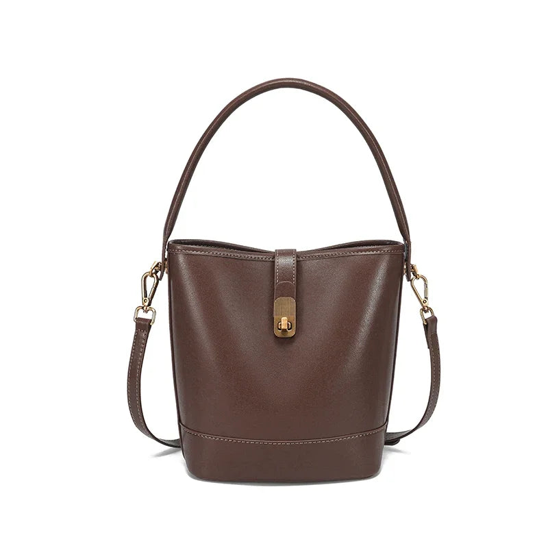 Vintage Leather Bucket Crossbody Bag