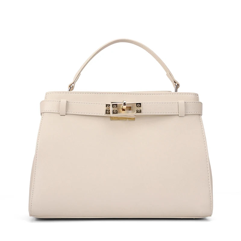 Cream Belted Satchel Bag
