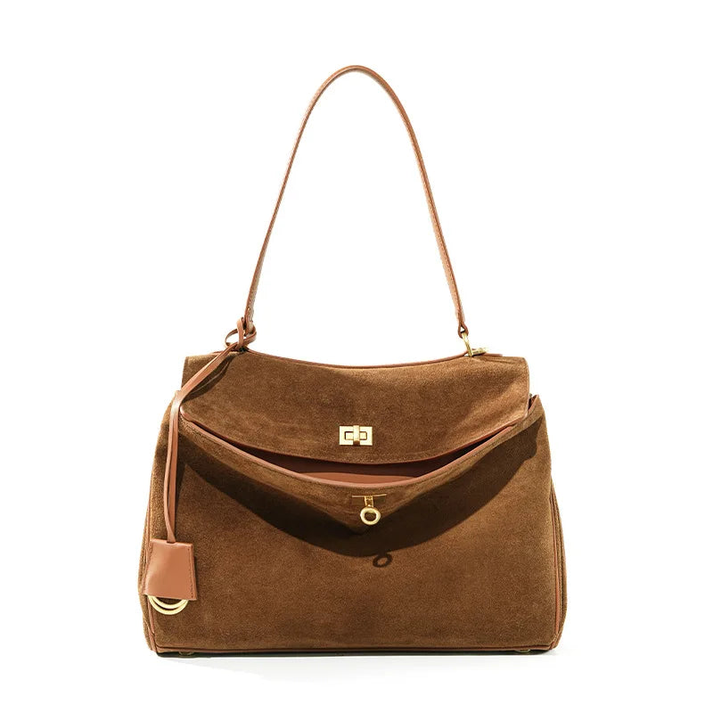 Nubuck Leather Shoulder Handbag