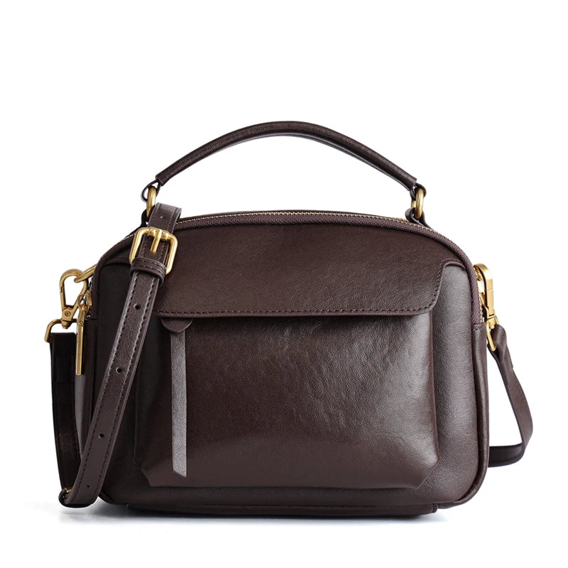 Vintage Leather Pocket Crossbody Bag