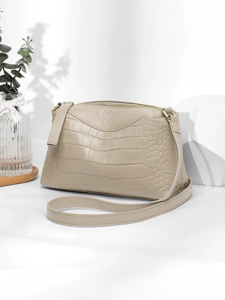 Croc Embossed Leather Crossbody Bag