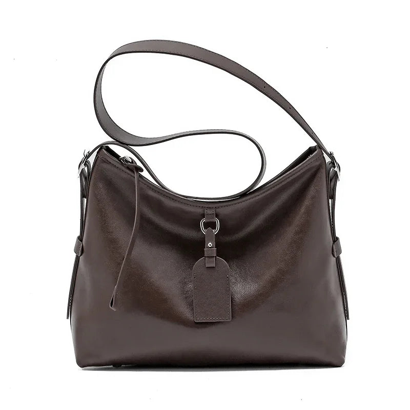 Black Leather Hobo Shoulder Bag