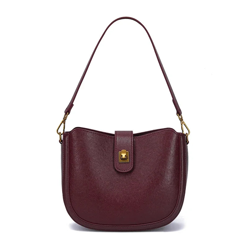 Olive Leather Saddle Shoulder Bag