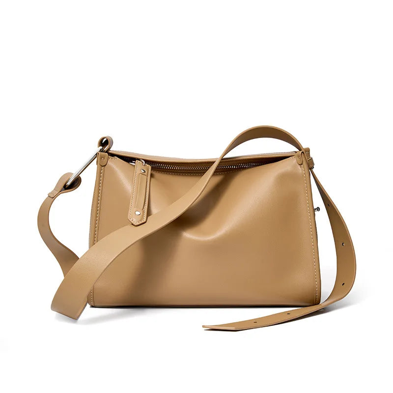 Wide Strap Leather Shoulder Bag
