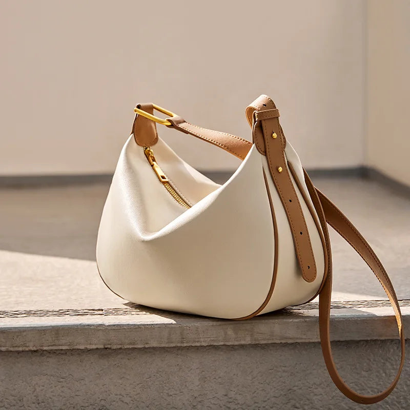 Ivory Dumpling Leather Shoulder Bag