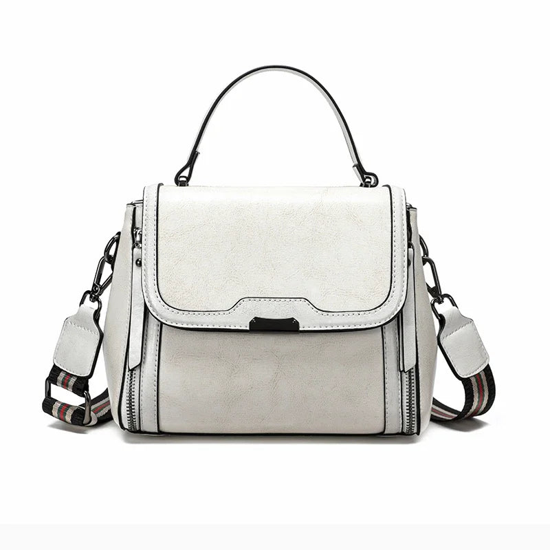Vintage Top Handle Satchel Bag with Stripe Strap