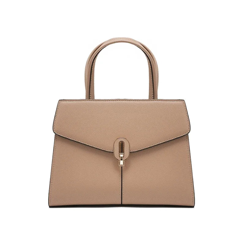 Stone Leather Lock Satchel