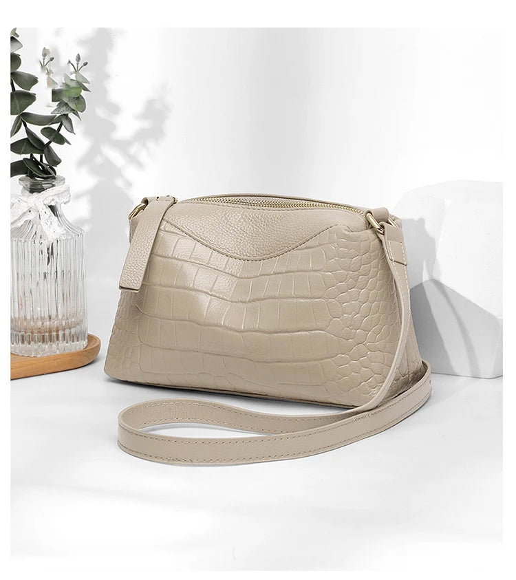 Croc Embossed Leather Crossbody Bag