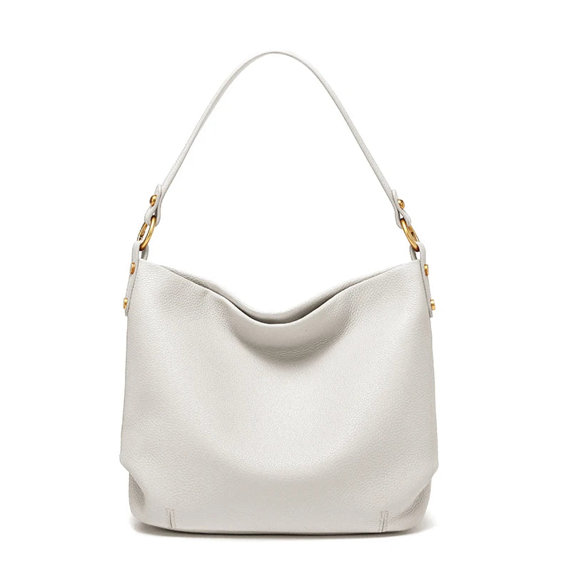 Ivory Leather Hobo Bag